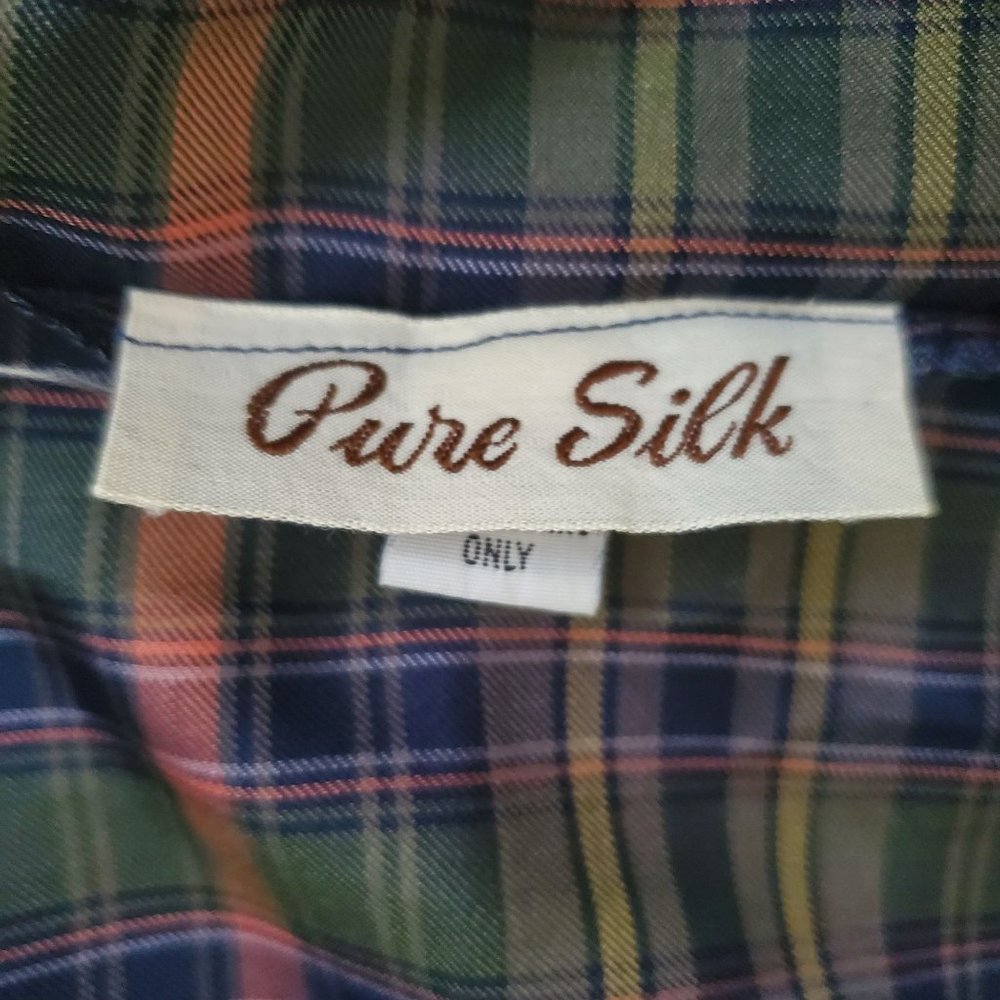 Albert Lewis For Tudor Square Vintage-Retro Green Plaid Long Sleeve Shirt Size 8 - Picture 6 of 12